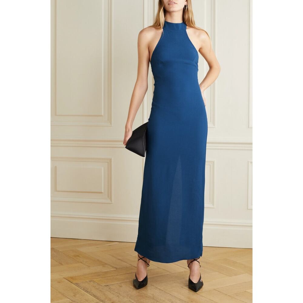 Reformation Flippa Halter Neck Midi Dress in Blue
